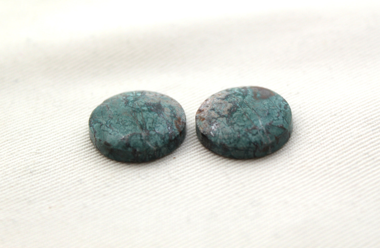 Neela Terra Jasper Cabochon Pair Gemstone Blue Round 17MM