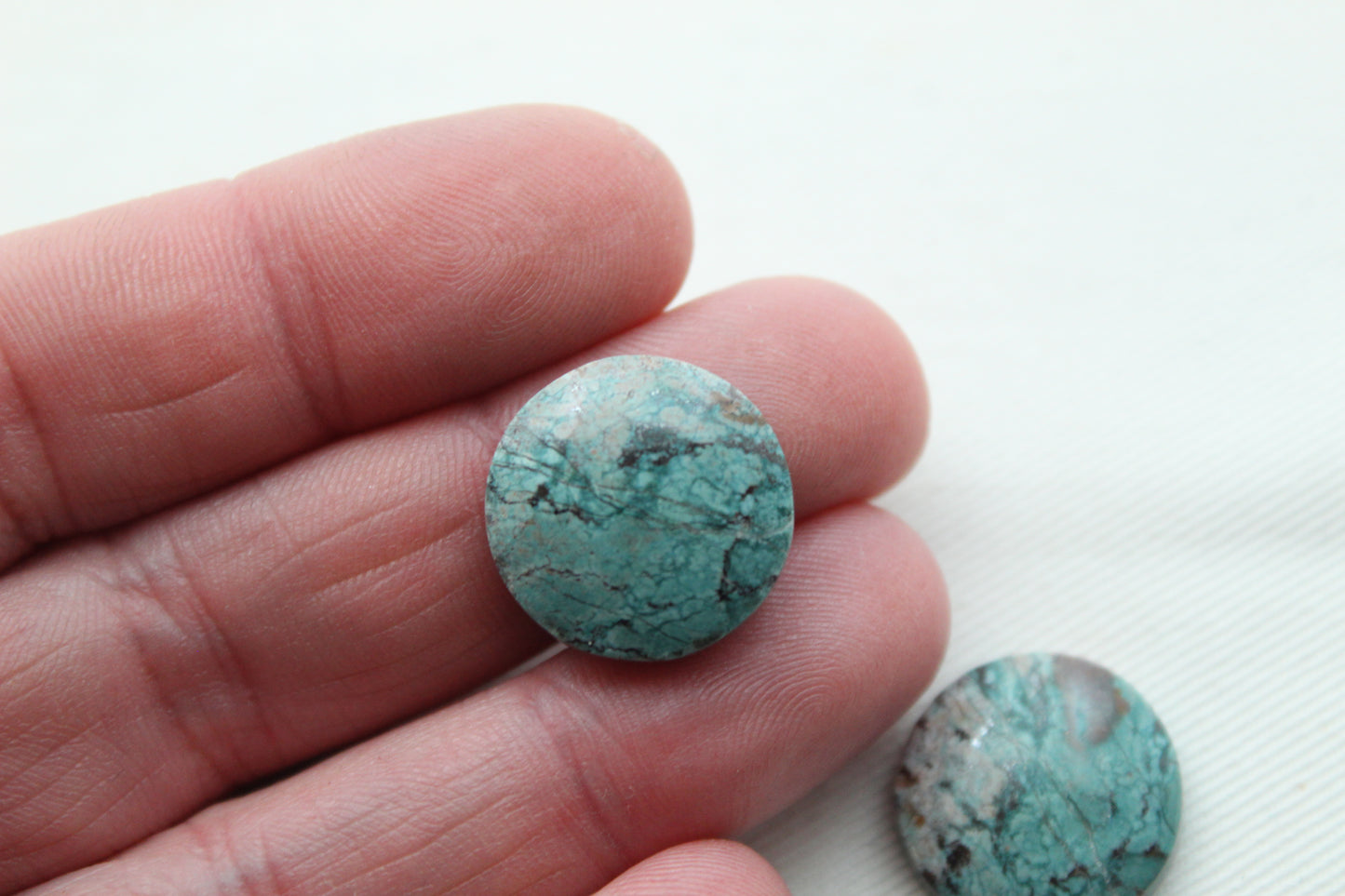 Neela Terra Jasper Cabochon Pair Gemstone Blue Round 17MM