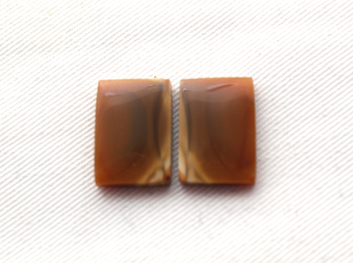 Pair Indonesian Agate Cabochons gemstone rectangle