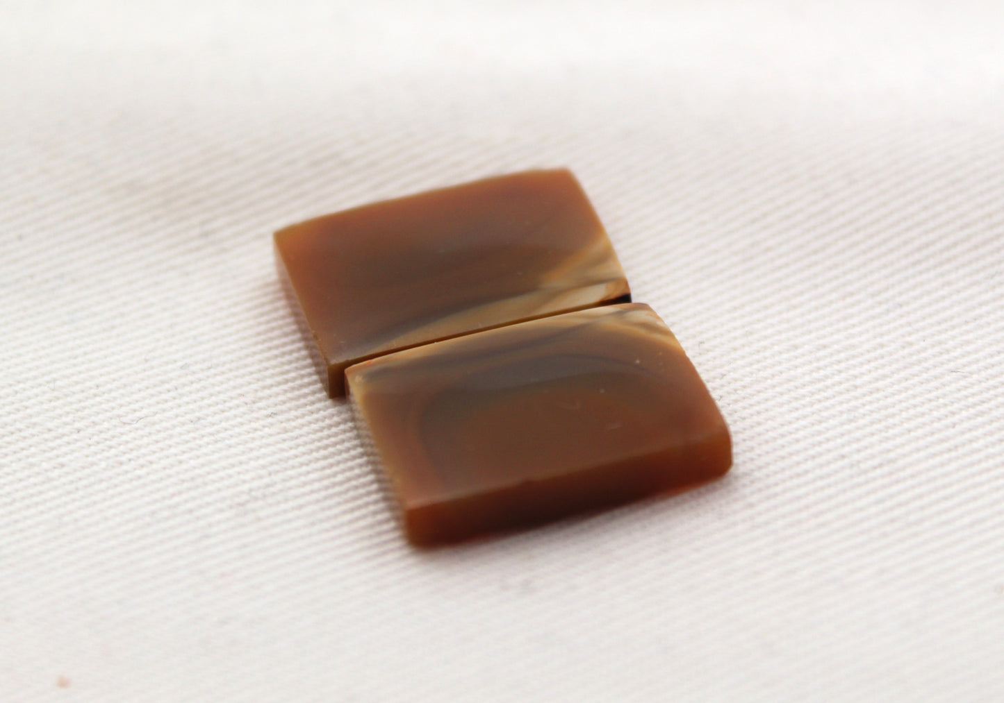 Pair Indonesian Agate Cabochons gemstone rectangle