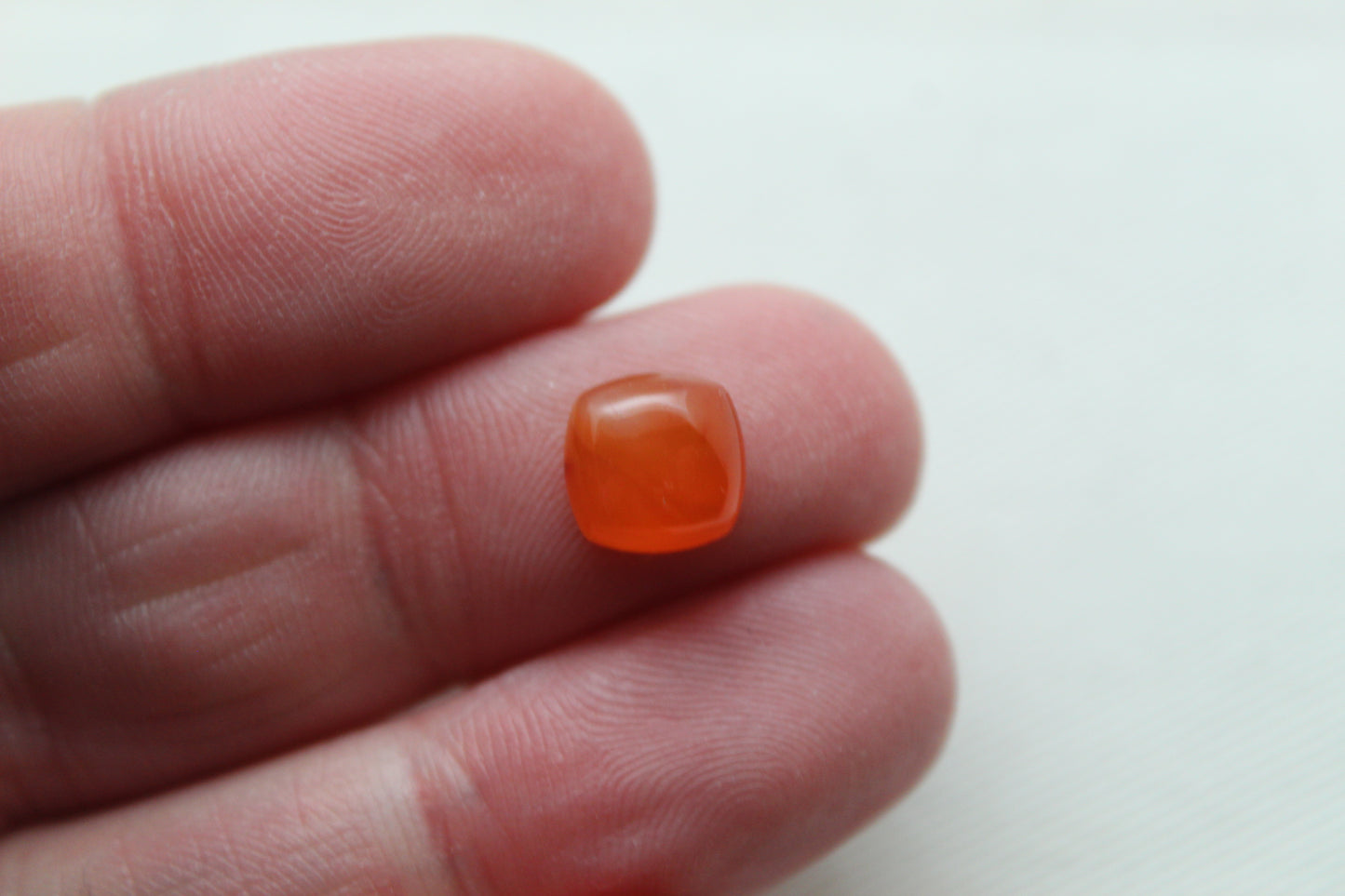 TWO Carnelian cabochons Orange square cushion gemstones 8 mm