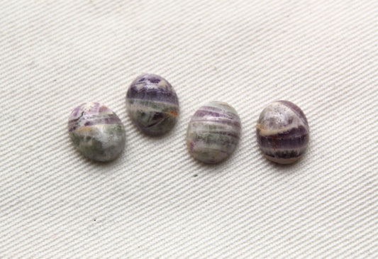 FOUR amethyst Chevron oval cabochons 9X11MM