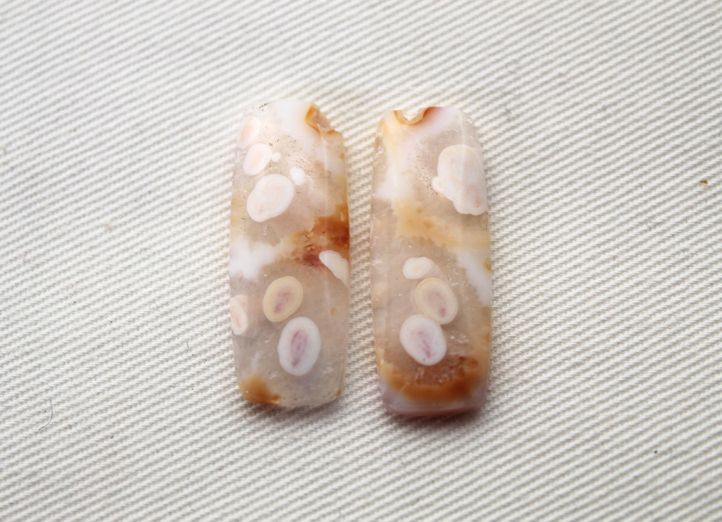 UNIQUE Orbicular Agate Cabochons Pair Gemstone natural
