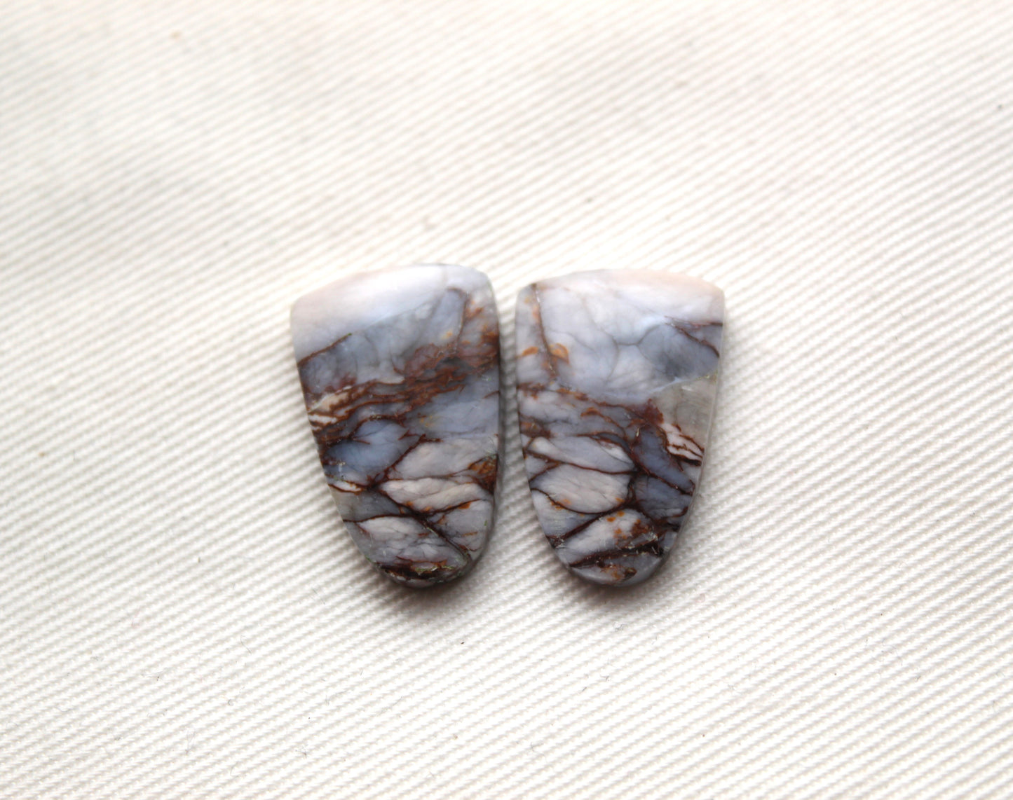 Small Crazy Chalcedony cabochons Pair purple freeform