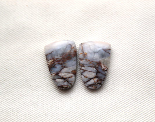Small Crazy Chalcedony cabochons Pair purple freeform
