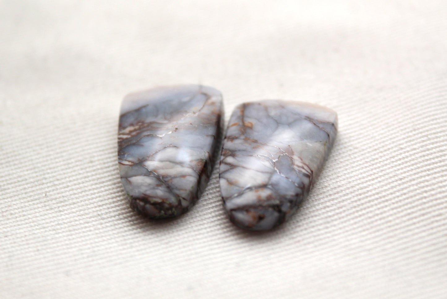 Small Crazy Chalcedony cabochons Pair purple freeform