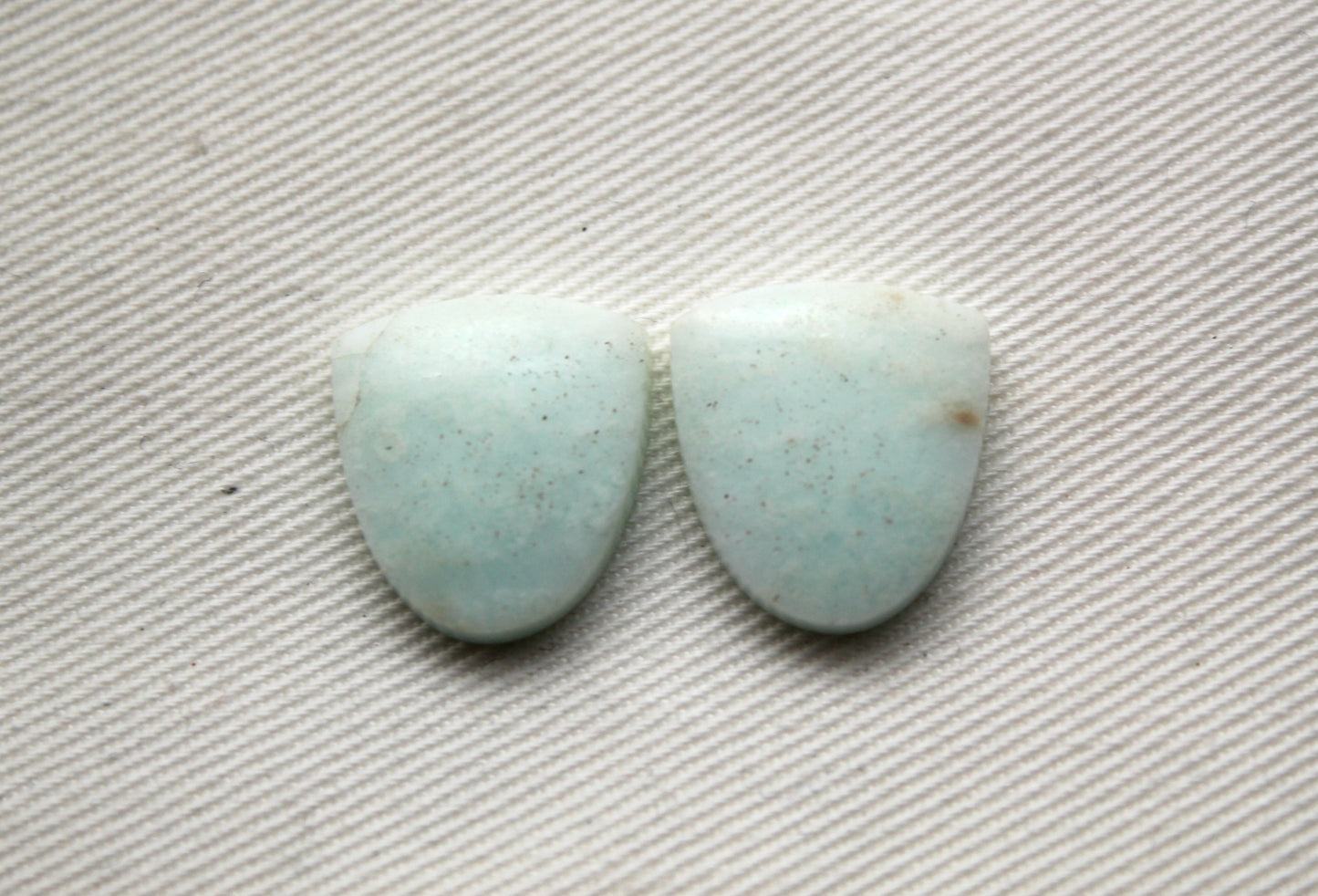 Small pair Chrysocolla Cabochons Light Blue Gemstone