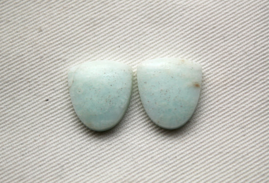 Small pair Chrysocolla Cabochons Light Blue Gemstone