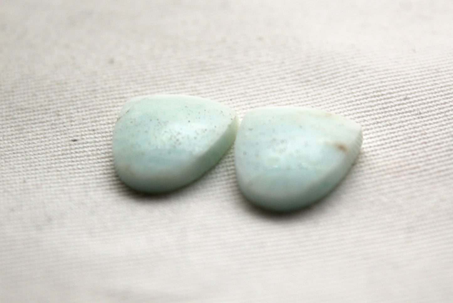 Small pair Chrysocolla Cabochons Light Blue Gemstone