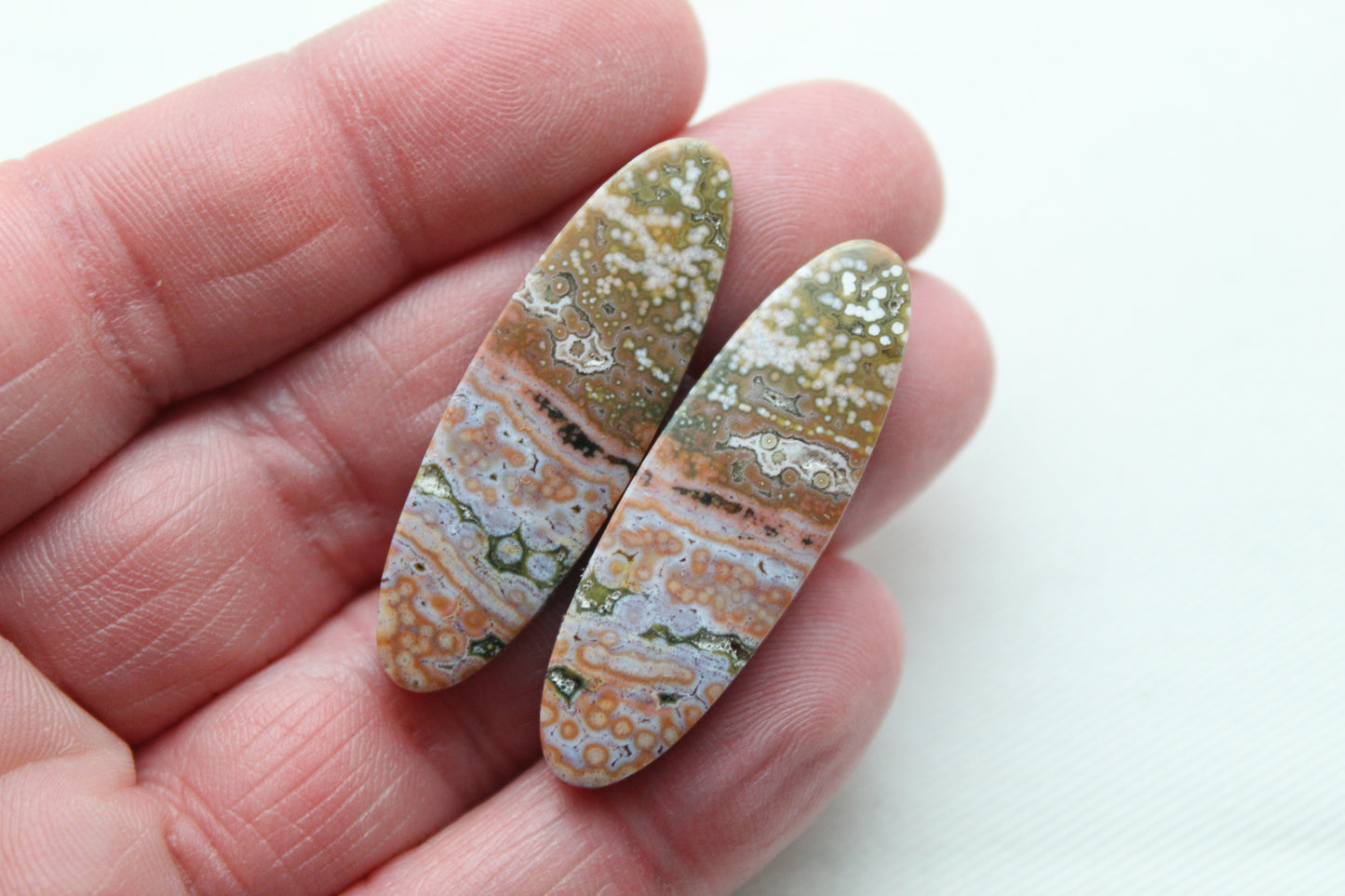 River Jasper Cabochon Paire Gemme multicolore ovale
