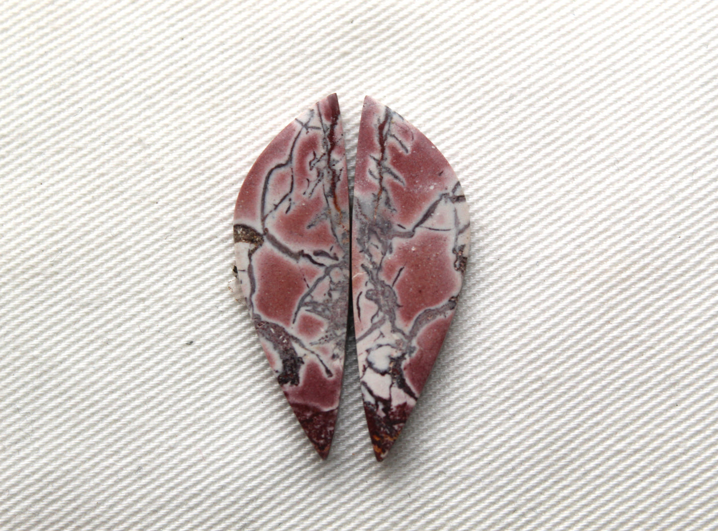 Rhyolite Cabochons Pair gemstone pink freeform
