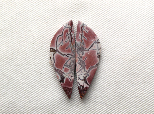 Rhyolite Cabochons Pair gemstone pink freeform