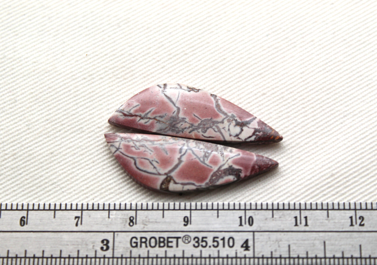 Rhyolite Cabochons Pair gemstone pink freeform