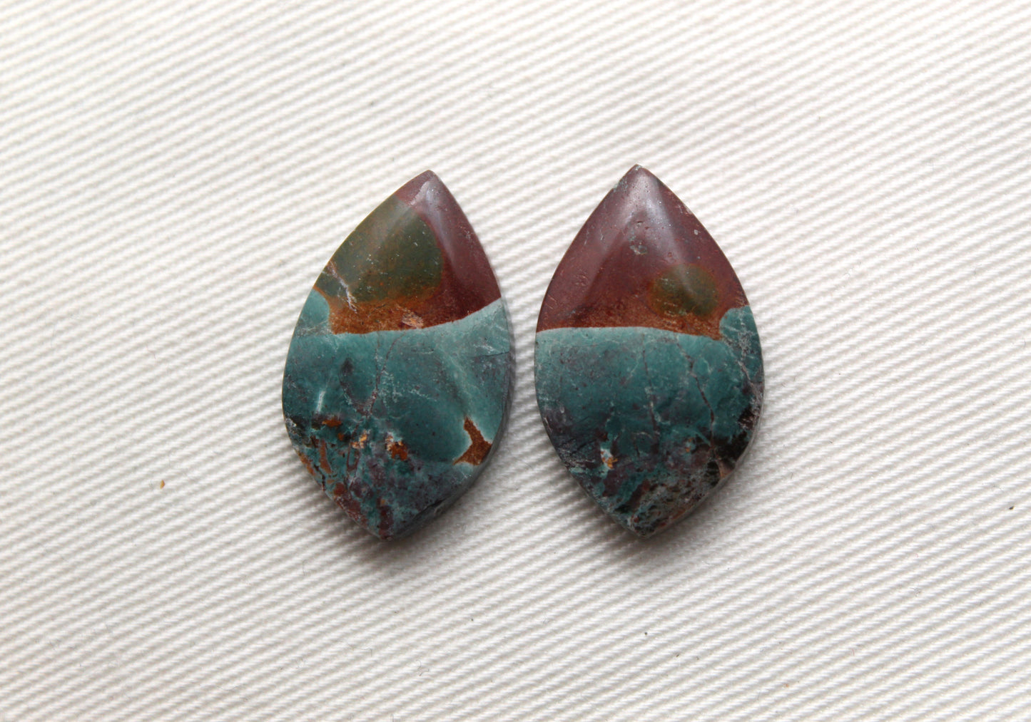 Small Neela Terra Jasper Cabochon Pair Gemstone Green