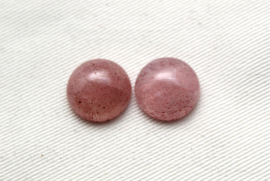 Deux pierres rondes de cabochon de quartz de fraise 15MM