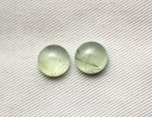 DEUX cabochons de prehnite Pierres précieuses rondes 15MM