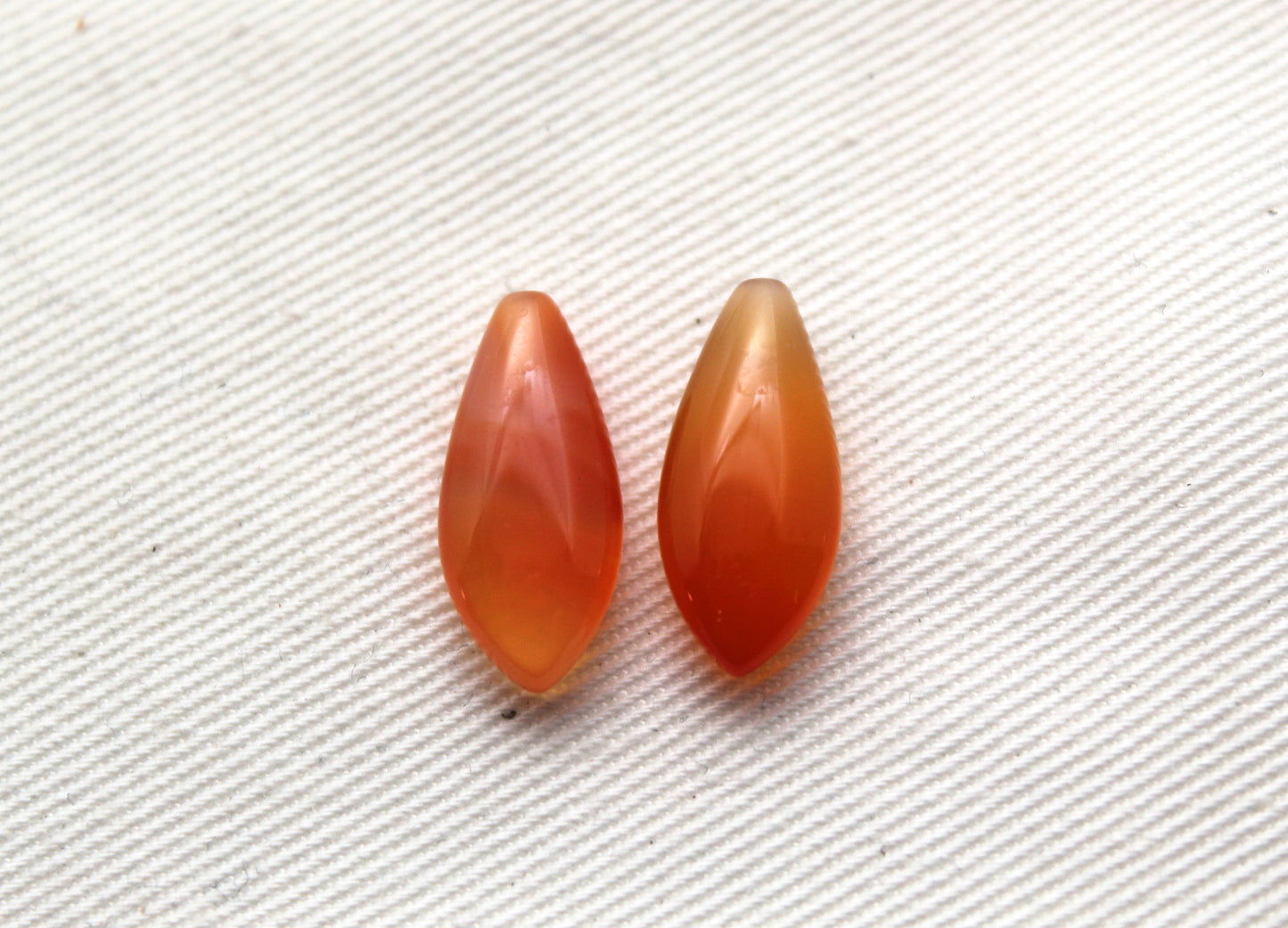 Pair of Carnelian Gemstones top drilled