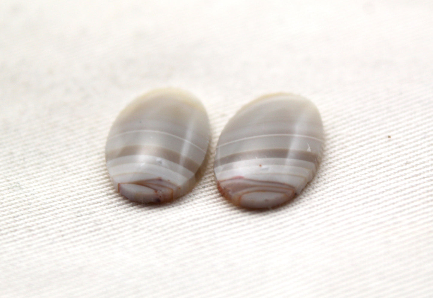 Small banded Agate Pair Cabochon Gemstone white Oval