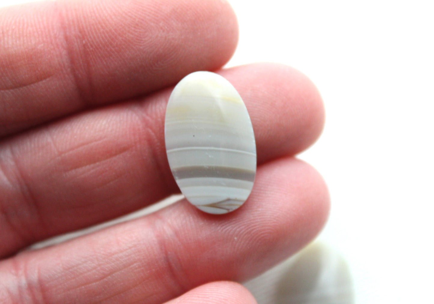 Small banded Agate Pair Cabochon Gemstone white Oval