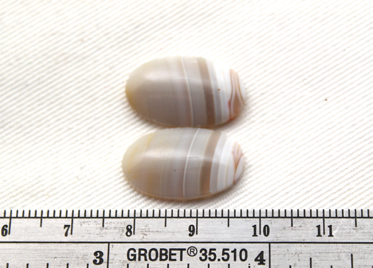 Small banded Agate Pair Cabochon Gemstone white Oval