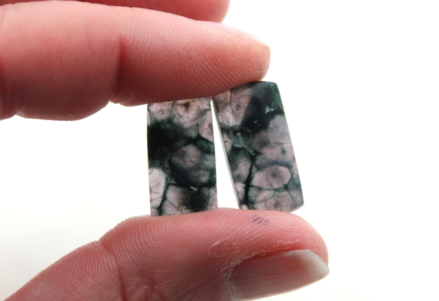 Small Pair Purple Grape Agate Cabochons gemstones rectangle