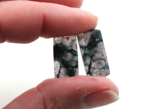 Small Pair Purple Grape Agate Cabochons gemstones rectangle