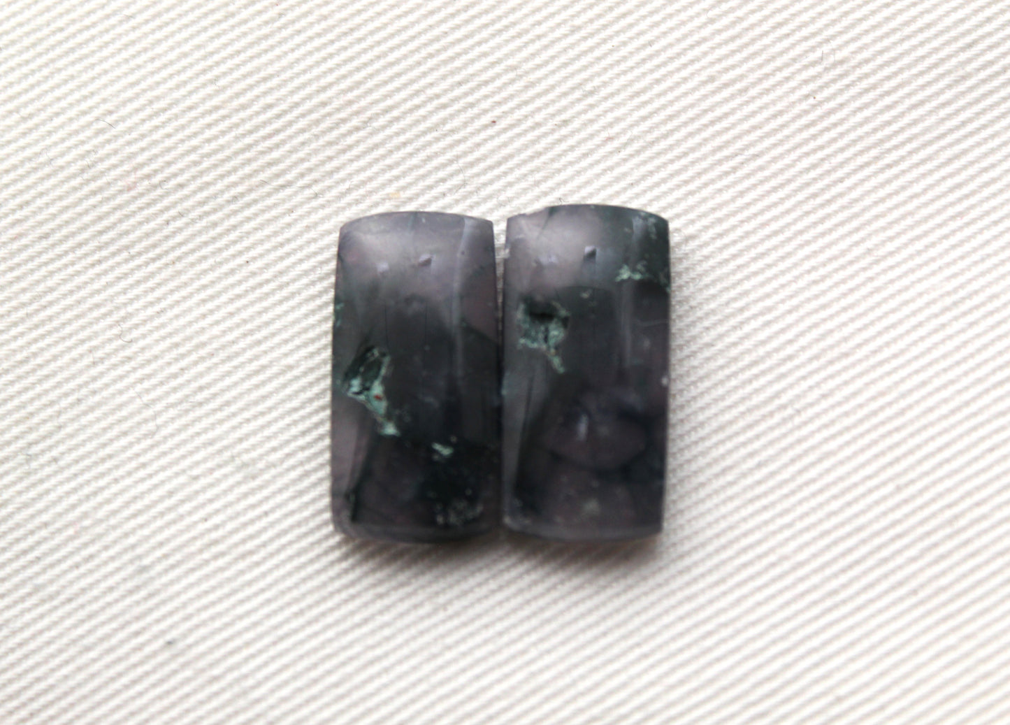 Small Pair Purple Grape Agate Cabochons gemstones rectangle
