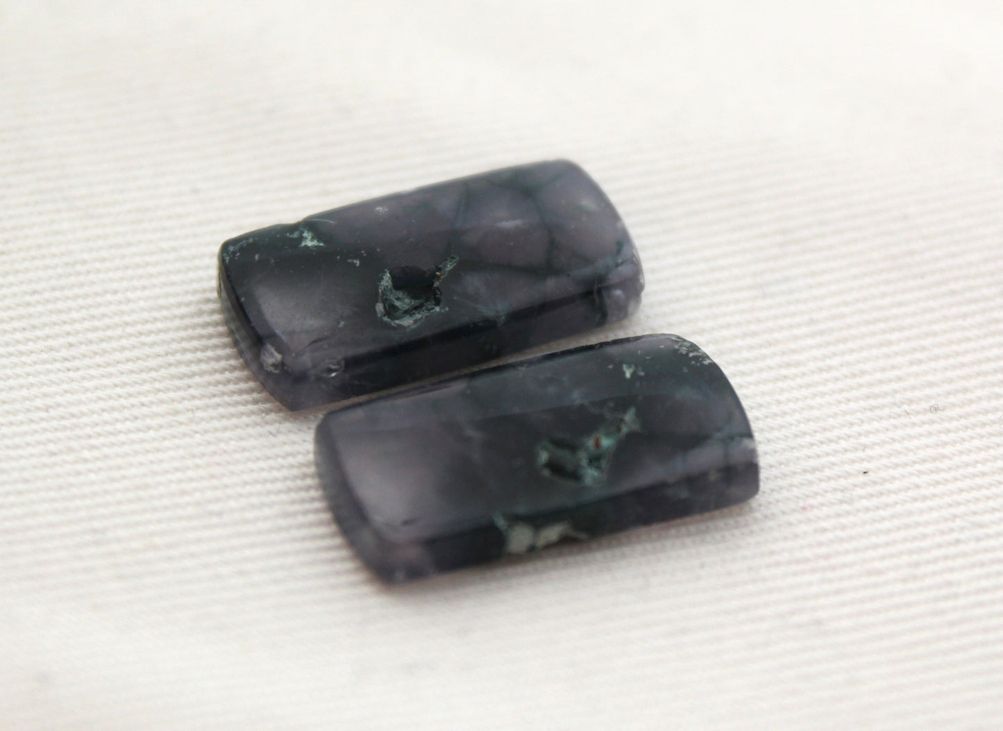 Small Pair Purple Grape Agate Cabochons gemstones rectangle