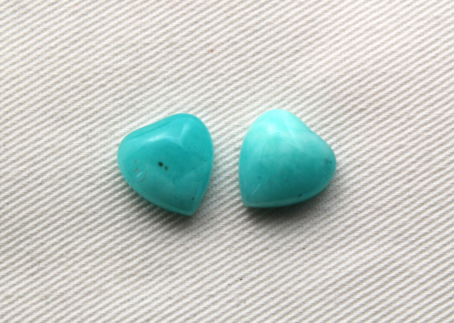 TWO Amazonite coeur cabochon 12 mm bleu