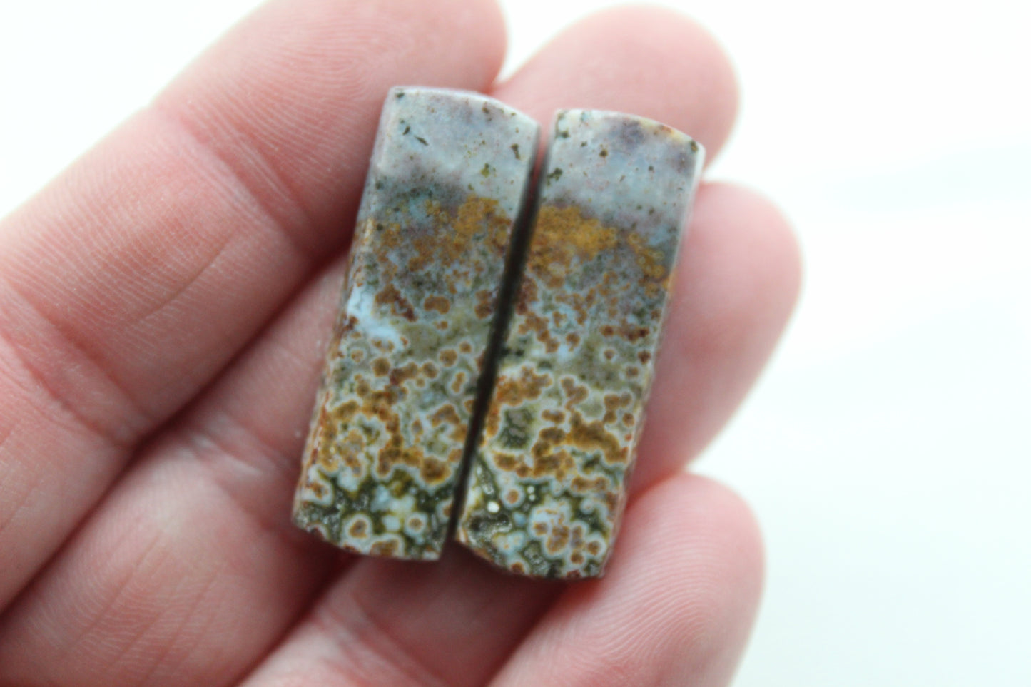 River Jasper Cabochon Pair Gemstone rectangle