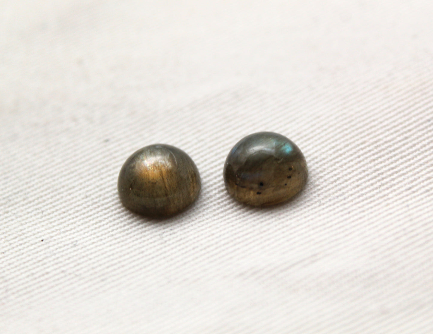 DEUX cabochons Labradorite ronds 10MM Gemme bleue