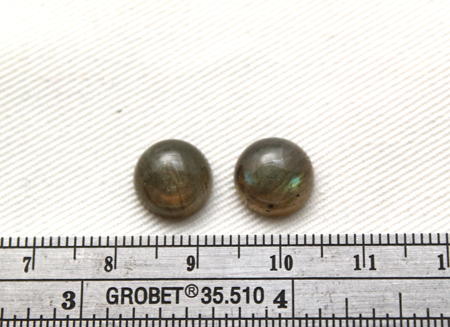 DEUX cabochons Labradorite ronds 10MM Gemme bleue