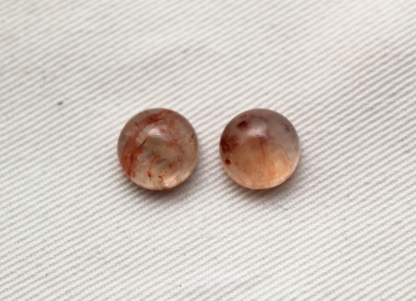 TWO Hematoid Quartz cabochons round Gemstones 10MM