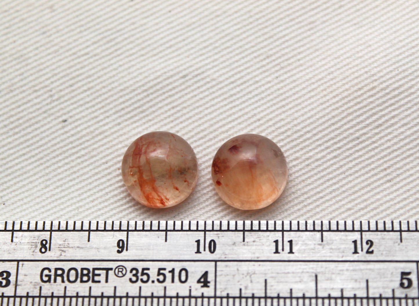 TWO Hematoid Quartz cabochons round Gemstones 10MM