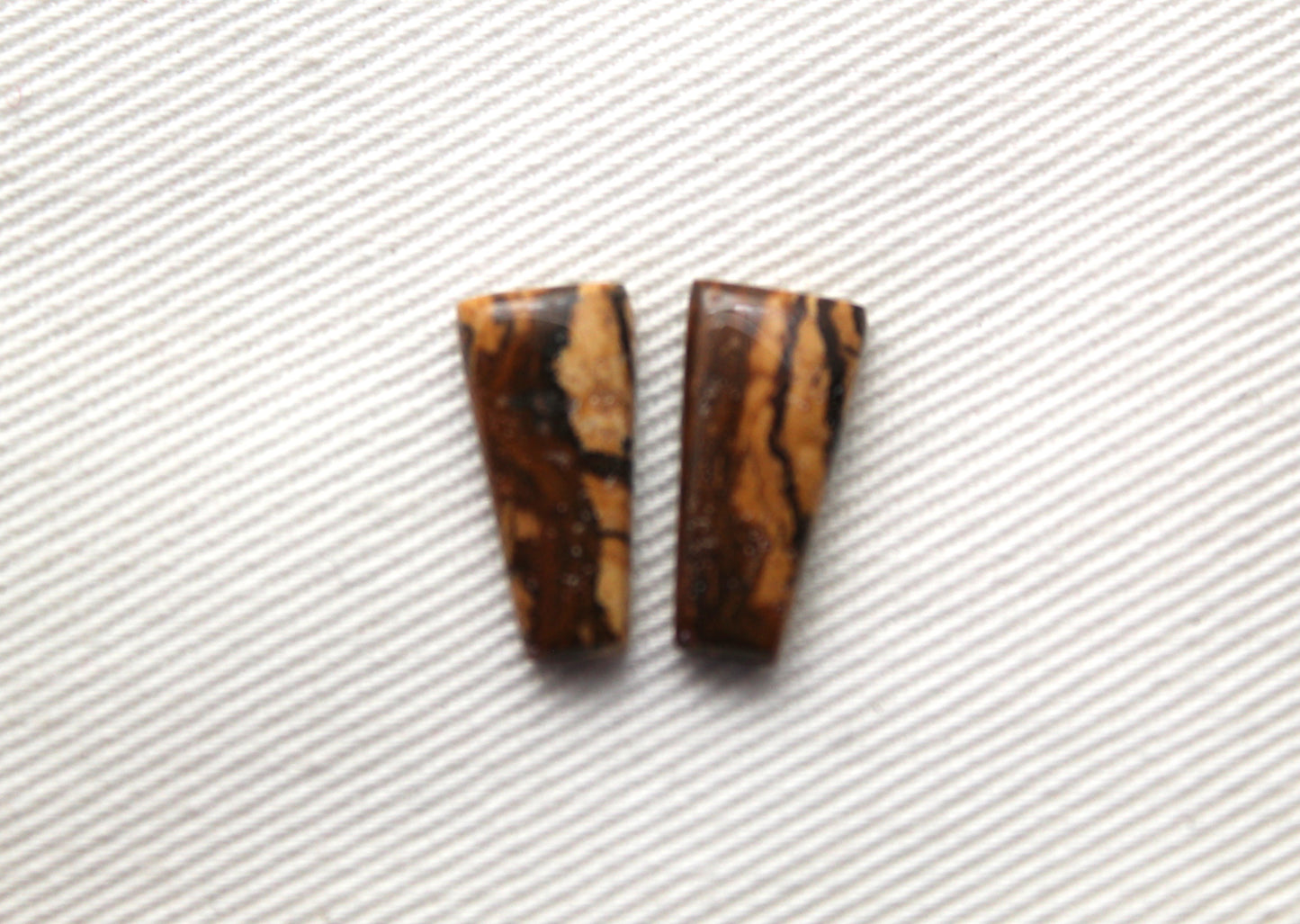 Small pair of Picture Jasper Cabochons beige 7x14MM