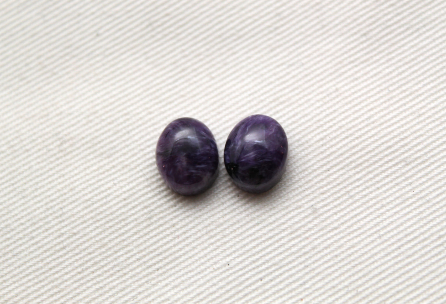 TWO Charoite oval Cabochon purple Gemstone 8x10MM