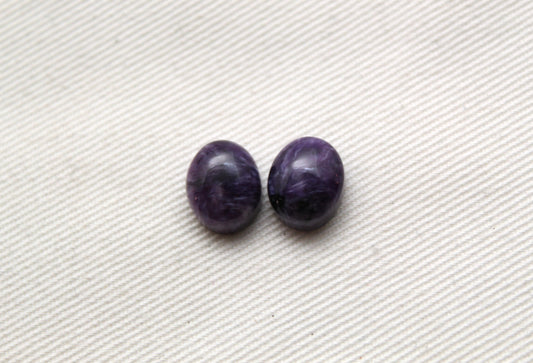 TWO Charoite oval Cabochon purple Gemstone 8x10MM
