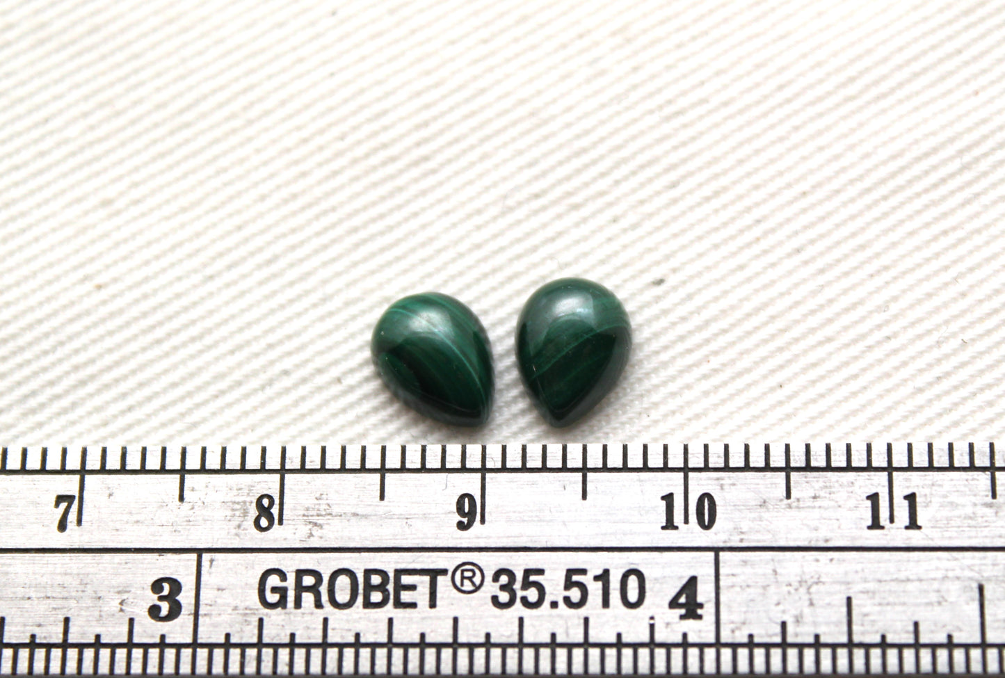 TWO MINI pear Malachite Cabochons Green Gemstones 6X8MM