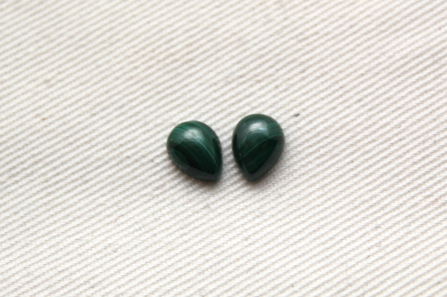 TWO MINI pear Malachite Cabochons Green Gemstones 6X8MM