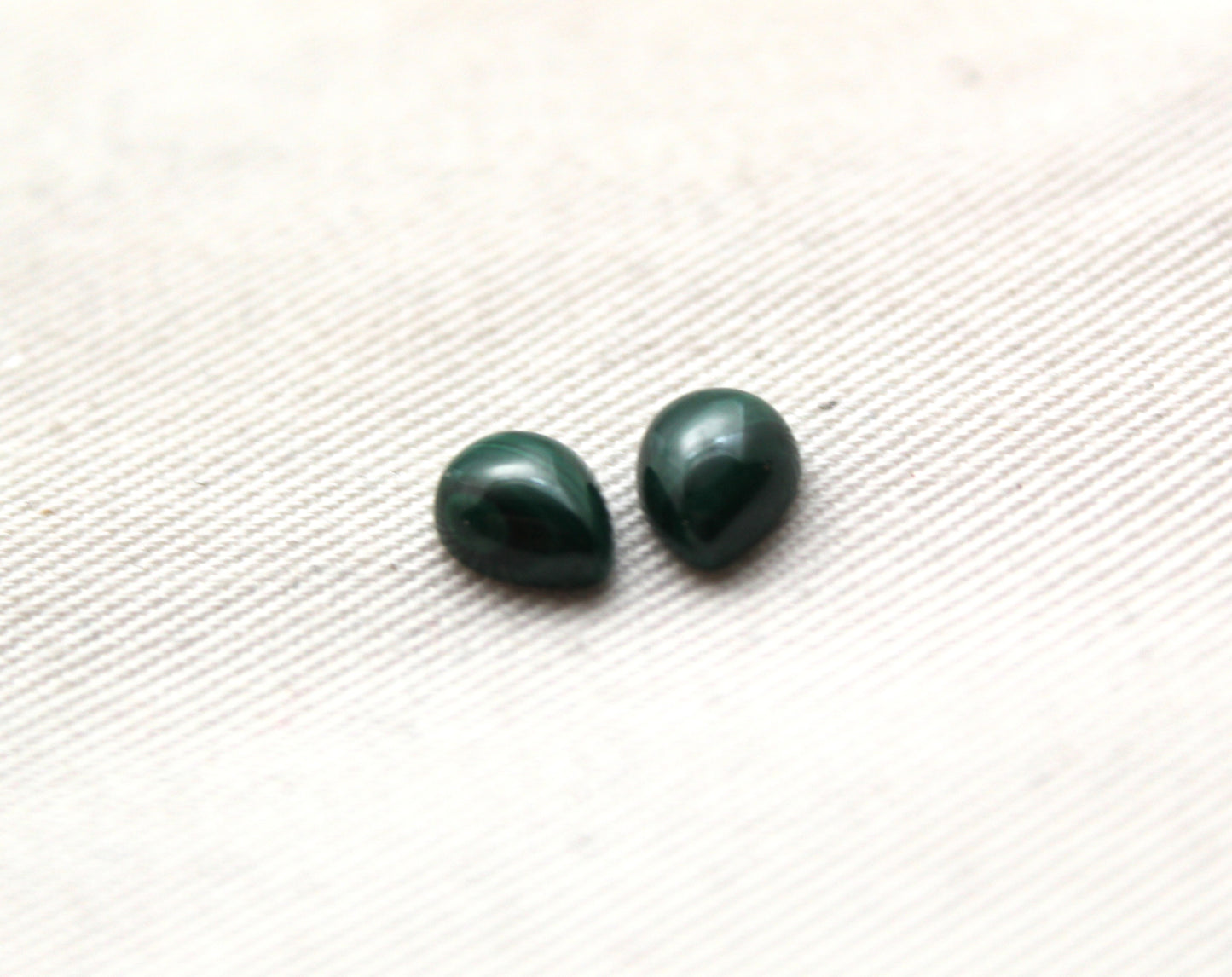 TWO MINI pear Malachite Cabochons Green Gemstones 6X8MM