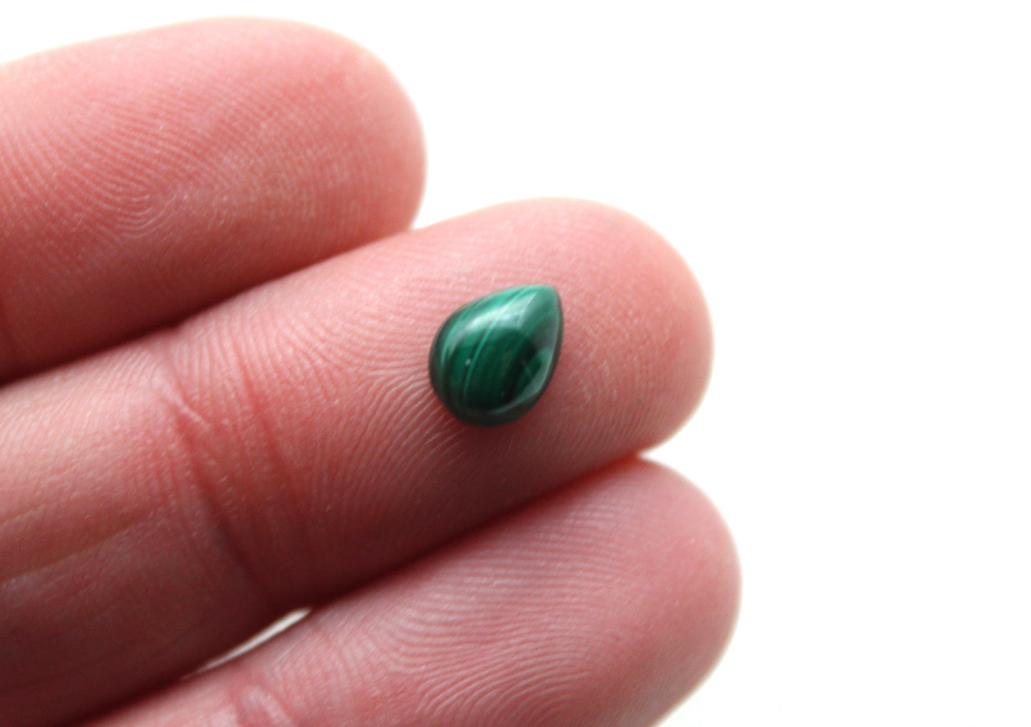 TWO MINI pear Malachite Cabochons Green Gemstones 6X8MM