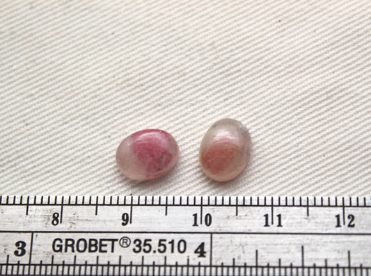 TWO Pink Tourmalines oval 7x9MM Cabochons.