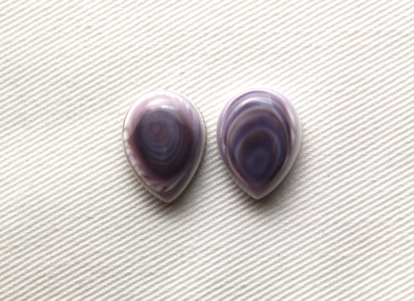 TWO Wampum Quahog Shell Pear 12X16MM purple