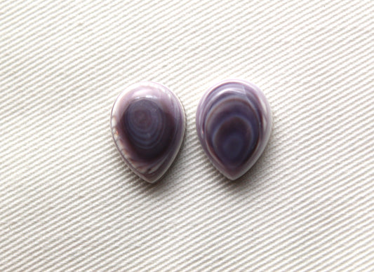 TWO Wampum Quahog Shell Pear 12X16MM purple