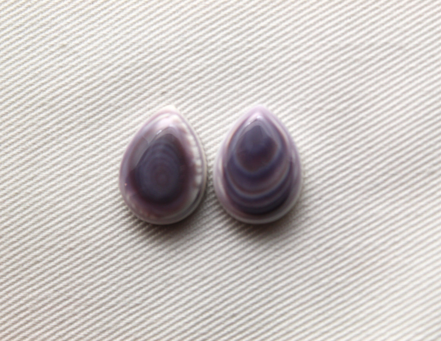 TWO Wampum Quahog Shell Pear 12X16MM purple