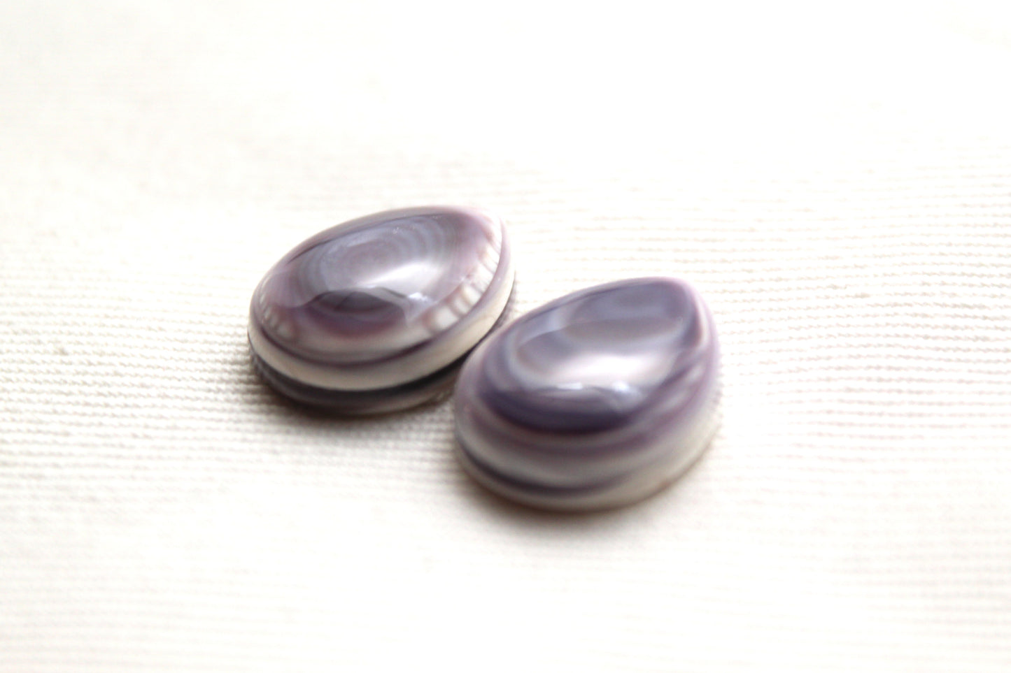 TWO Wampum Quahog Shell Pear 12X16MM purple