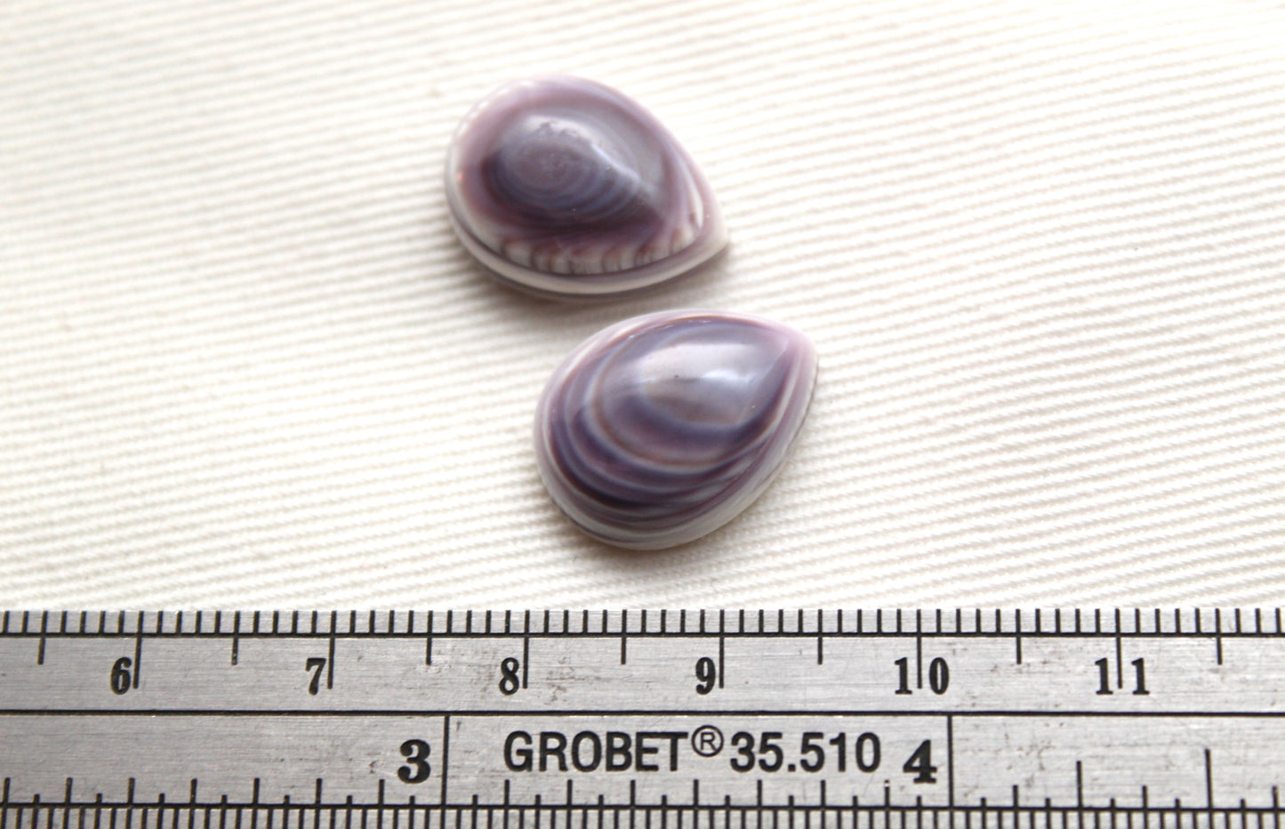 TWO Wampum Quahog Shell Pear 12X16MM purple