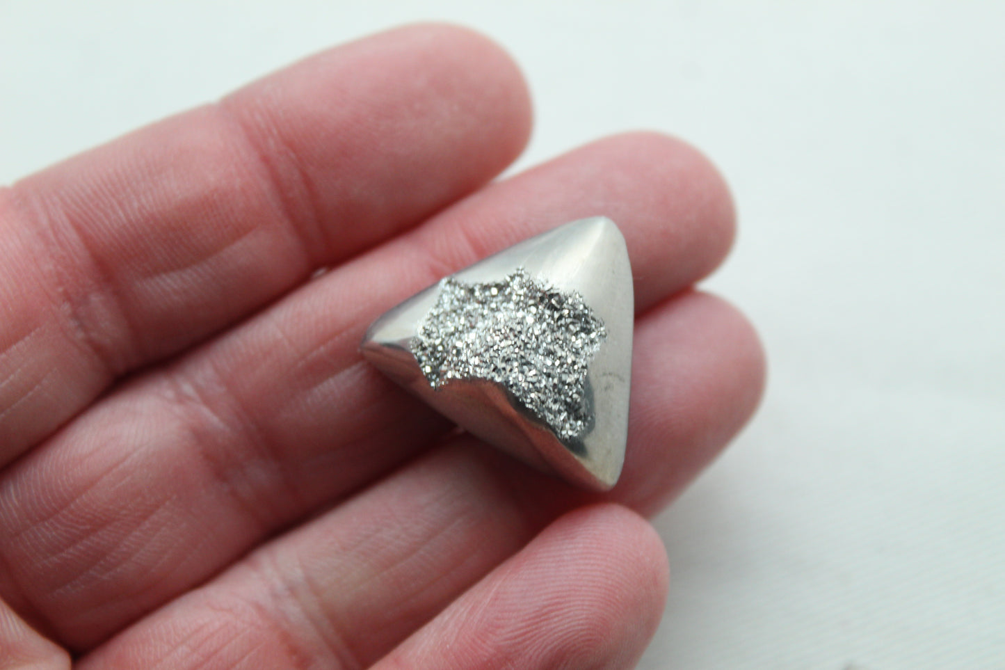 TWO Stone Cabochon Metallic Window Druzy freeform