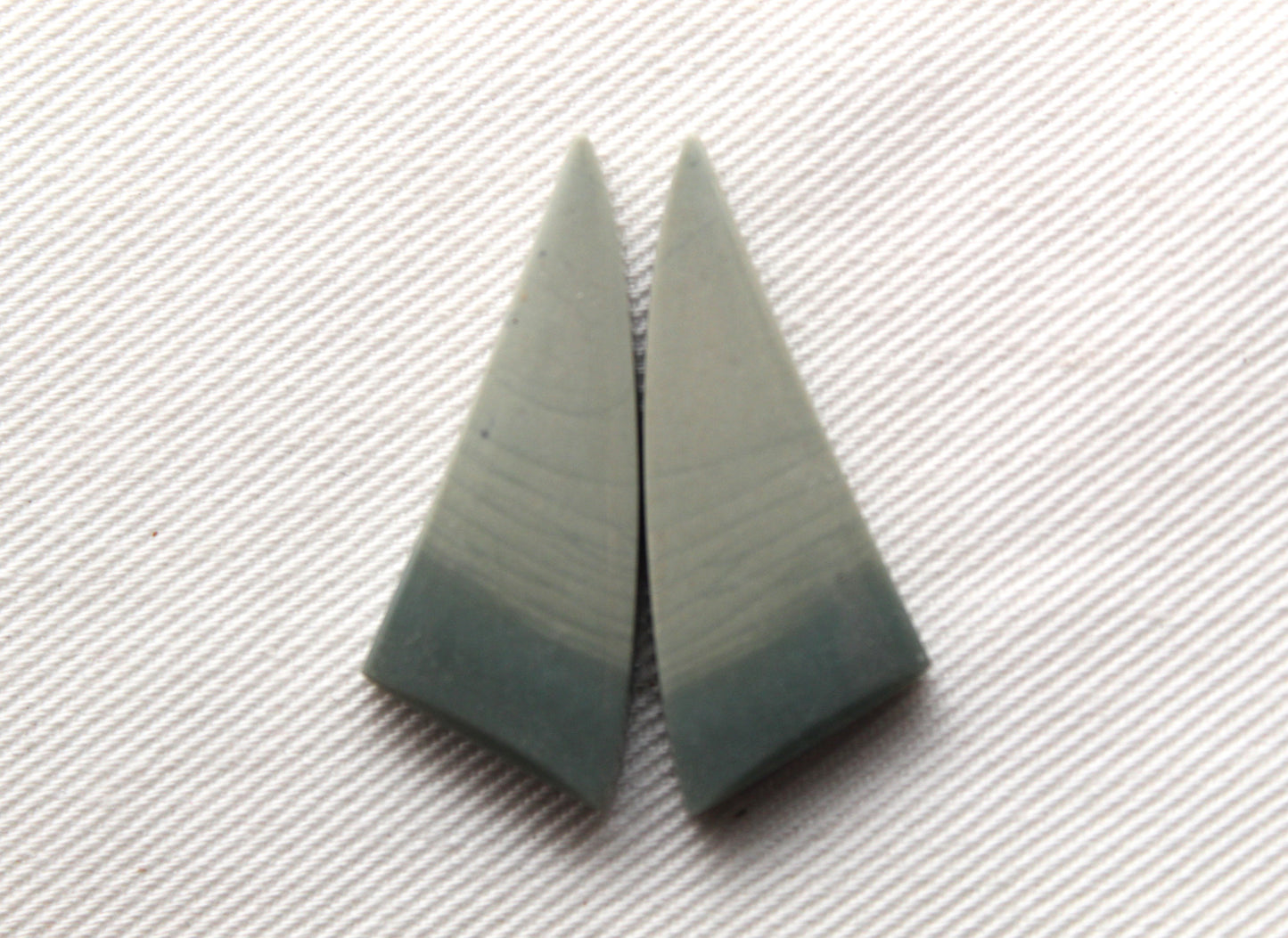 Pair of Indonesian Imperial green Jasper Cabochons