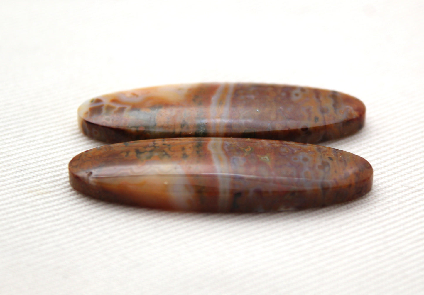 River Jasper Cabochons Pair Gemstone beige Oval